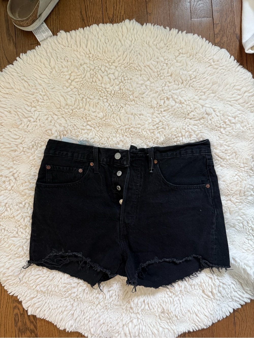 Black LEVI High-Rise Denim Shorts